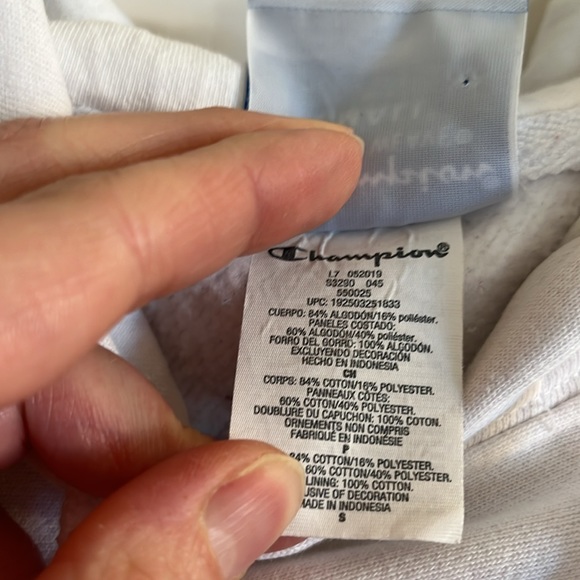 Champion Men’s Reverse Weave Hooded Sweatshirt Size S White Logo Unisex - Picture 4 of 8